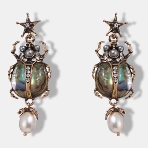 Anthropologie Beetle Pearl Earrings - Picture 1 of 7